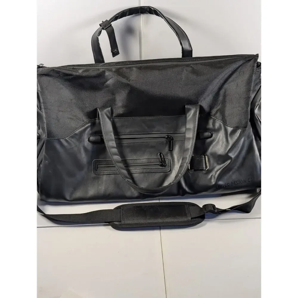 Swiss Design Hanging Garment Bag Convertible Duffel Suit Travel Bag Black 24